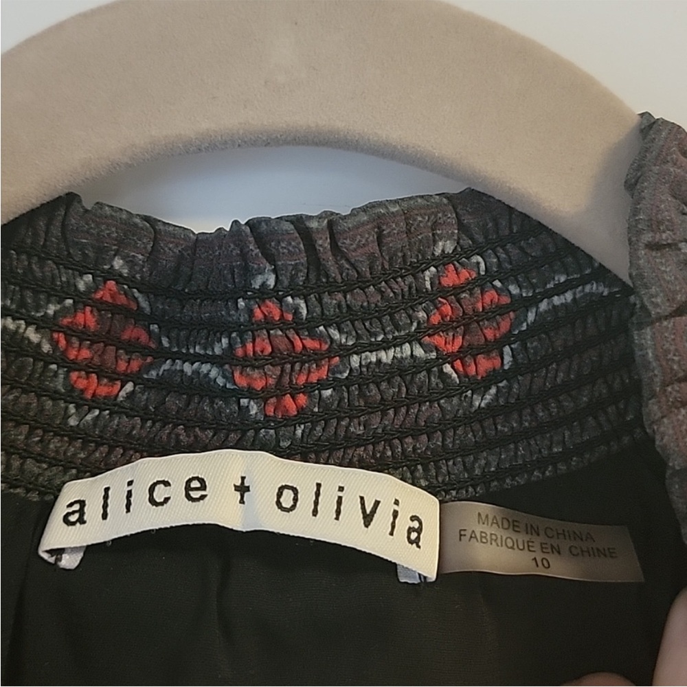 Alice + Olivia Black and Red Smocked Dress - Picture 6 of 8